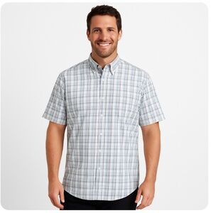 PATAGONIA White Blue Plaid Short Sleeve Shirt Size XL